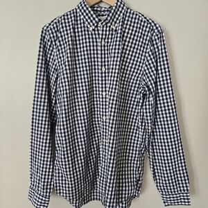GAP Men's Navy and White Plaid Shirt